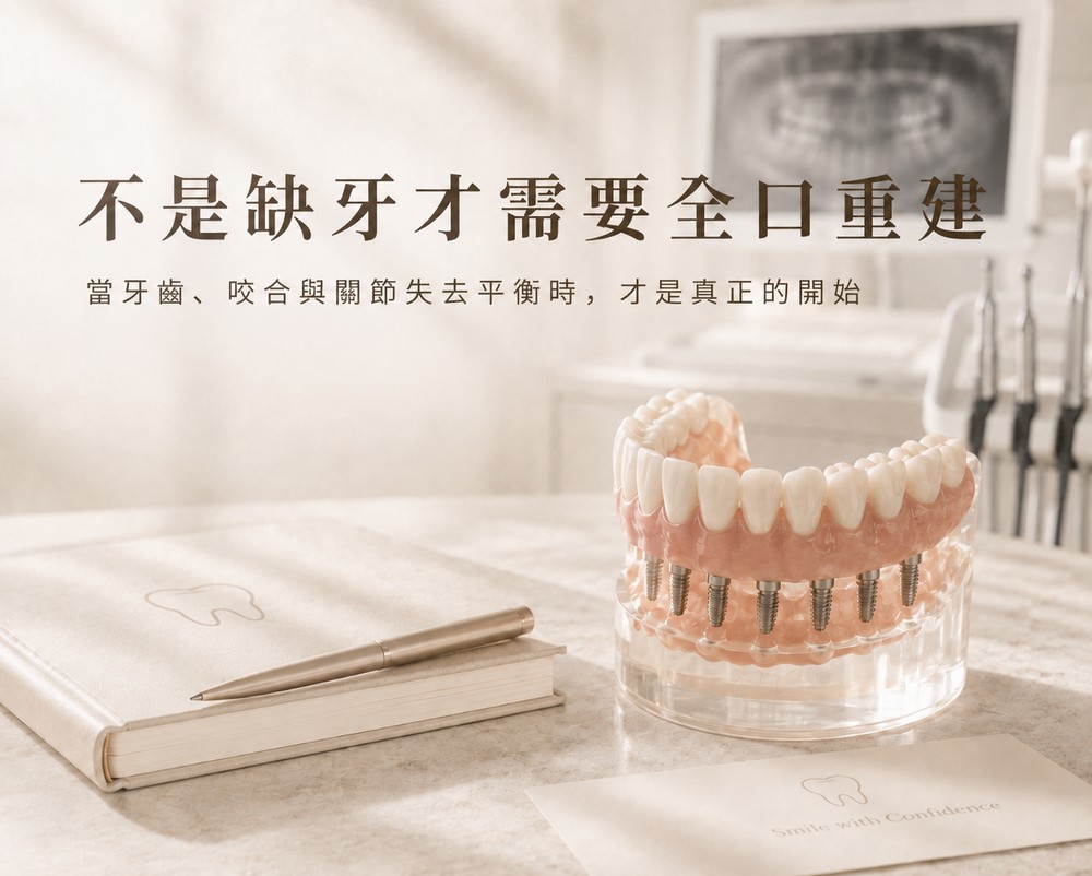 不是缺牙才需要全口重建：當牙齒、咬合與關節失去平衡時，才是真正的開始